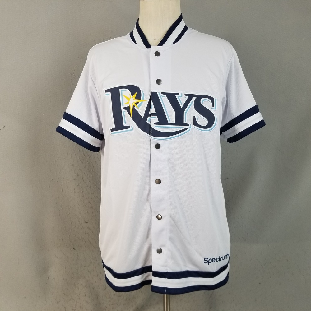 Match-Up Jersey Mens M White Tampa Bay Rays Snap Front Sewn Logo MLB Baseball
